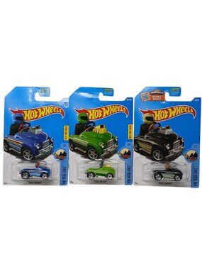3 Hot Wheels HW Ride-Ons Pedal Driver Blue Green Black Die-Cast Cars New #D-42